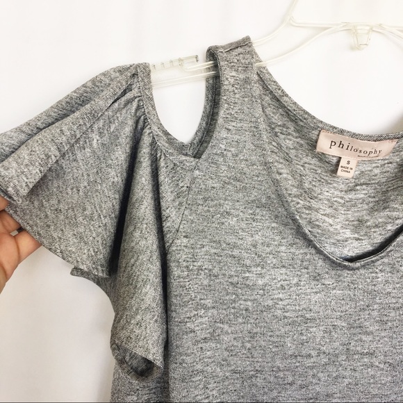 Philosophy gray cold shoulder top S - Picture 3 of 6